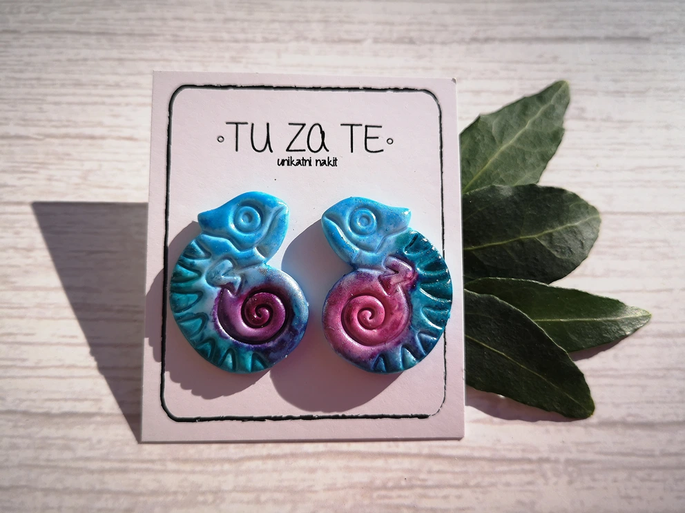 Uhani Kameleon modri