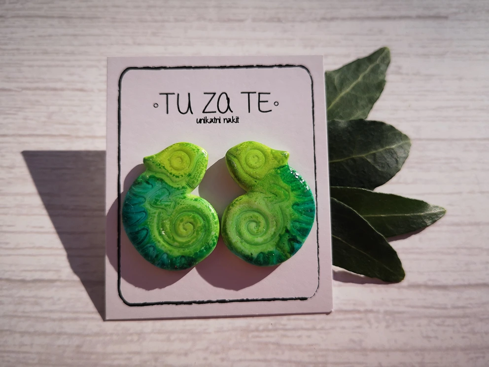 Uhani Kameleon zeleni